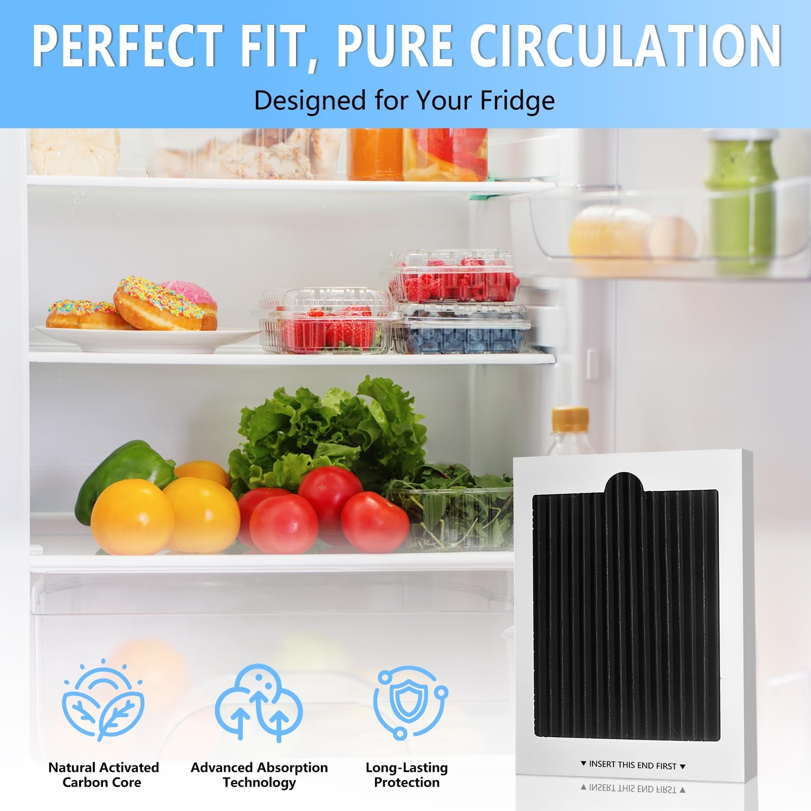 Refrigerator Air Filter Replacement 4Pack,Carbon Activated Filter For Frigidaire