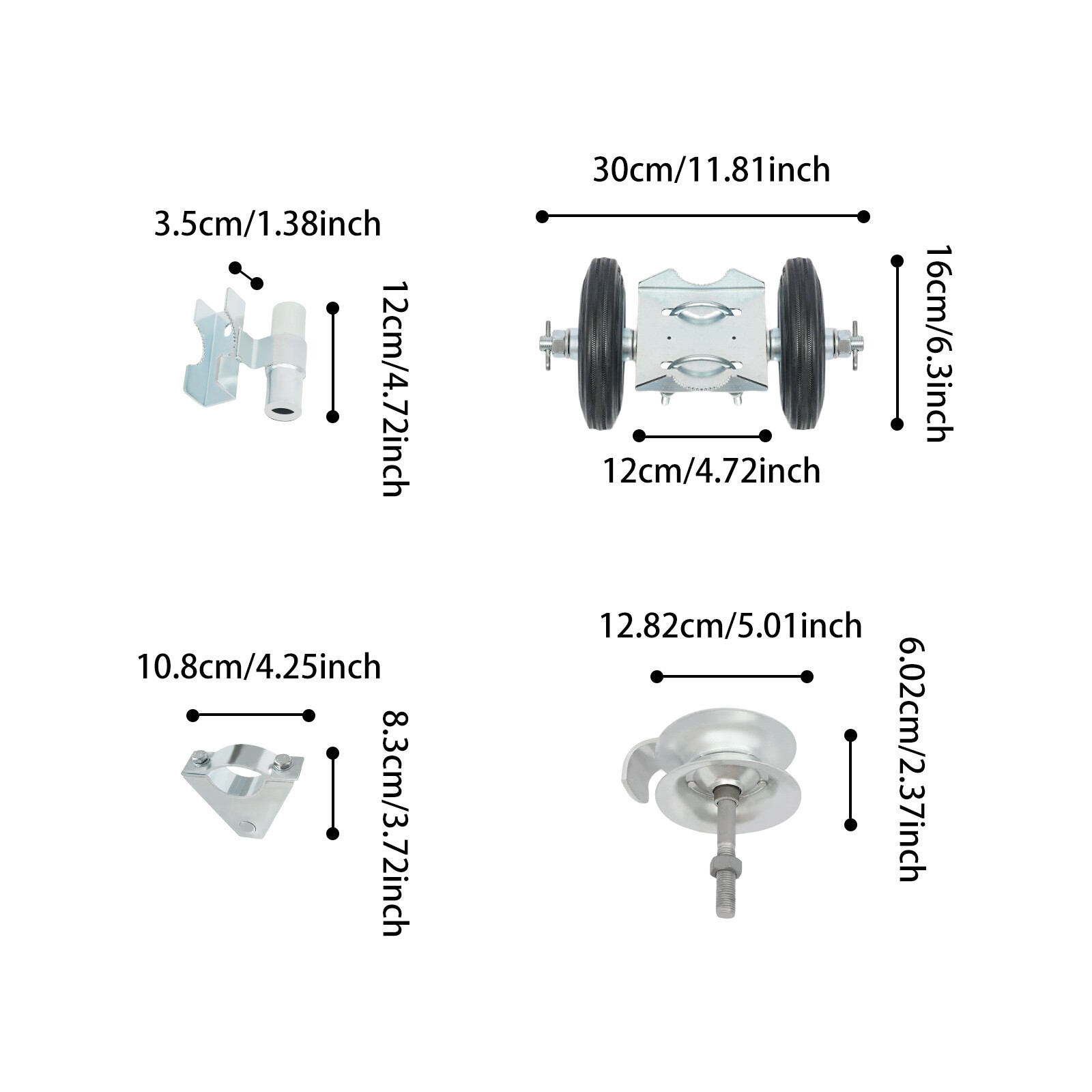 Galvanized Double Wheel Sliding Gate Hardware Kit 600 lb Capacity Silver