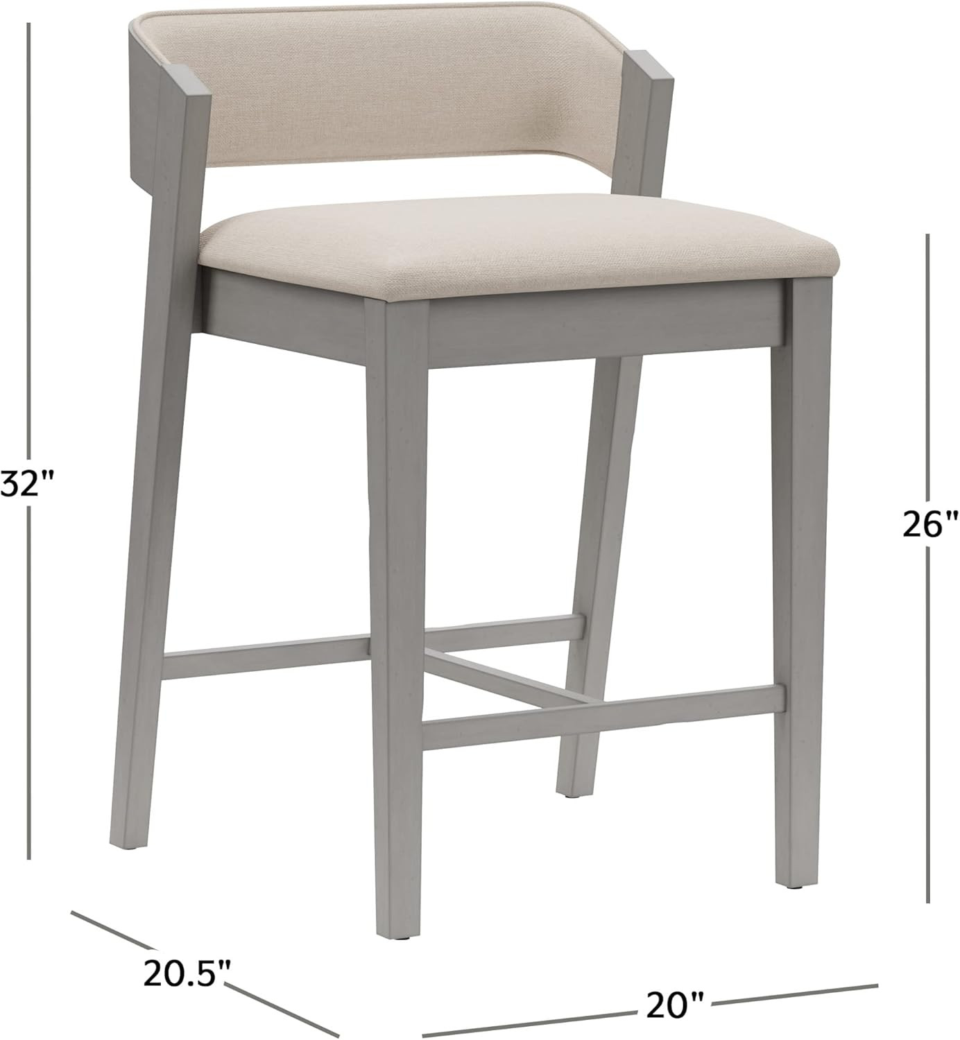 Dresden Wood Counter Height Stool, Distressed Gray