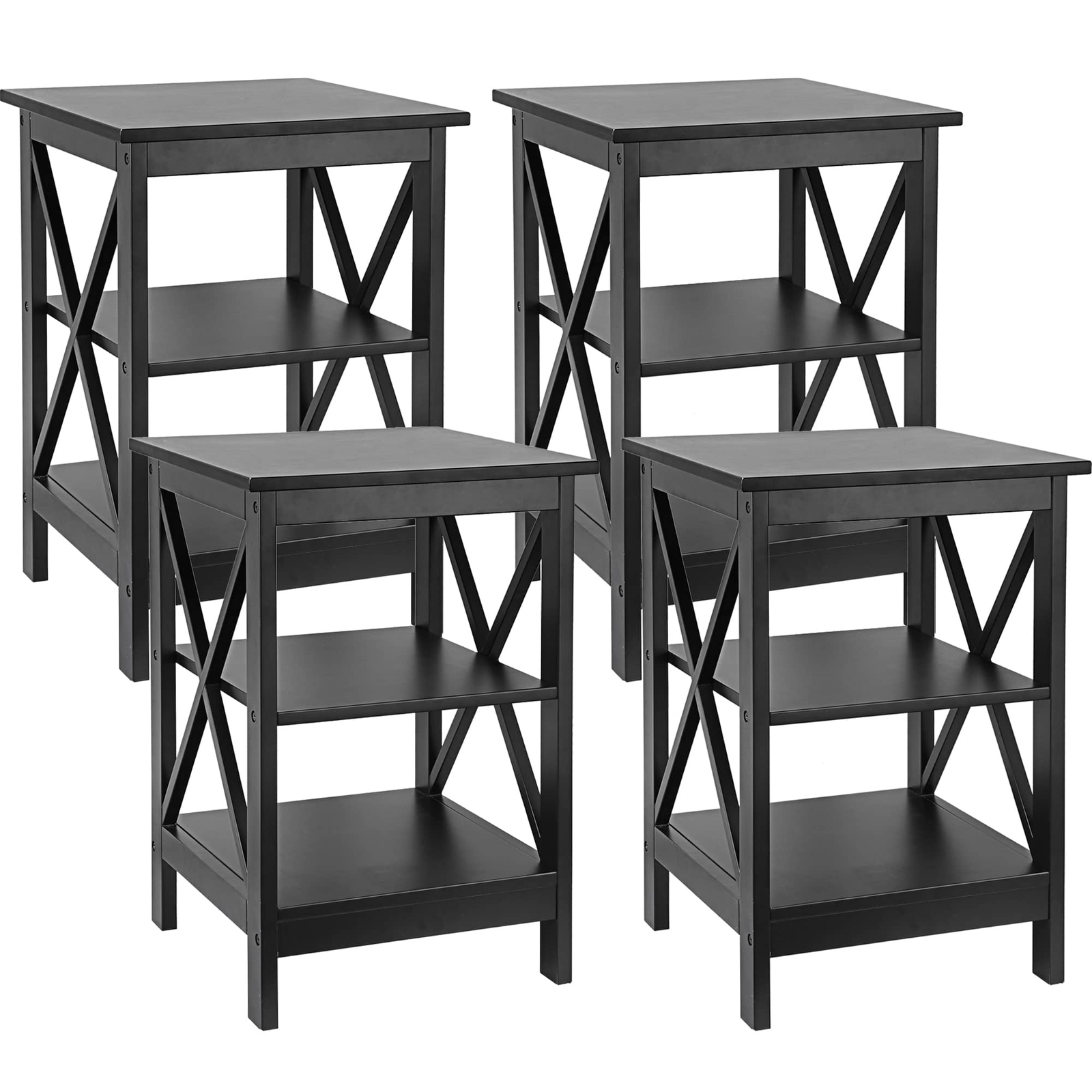 4 PCS Portable End Table Sofa Side Tables Bedroom Living Room Furniture Black