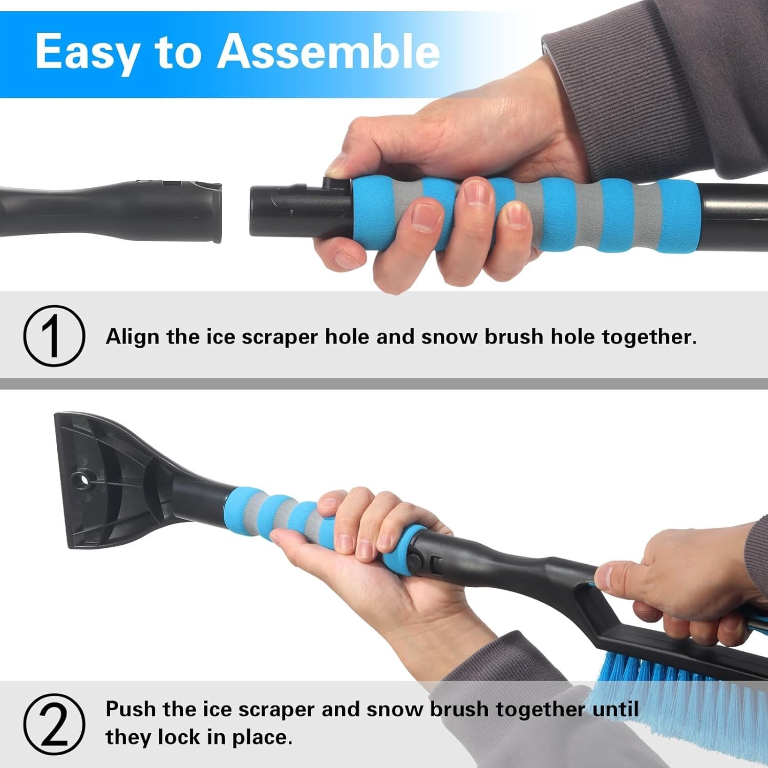Ergonomic 26.4" Ice Scraper & Snow Brush for Vehicles - Winter Essentials