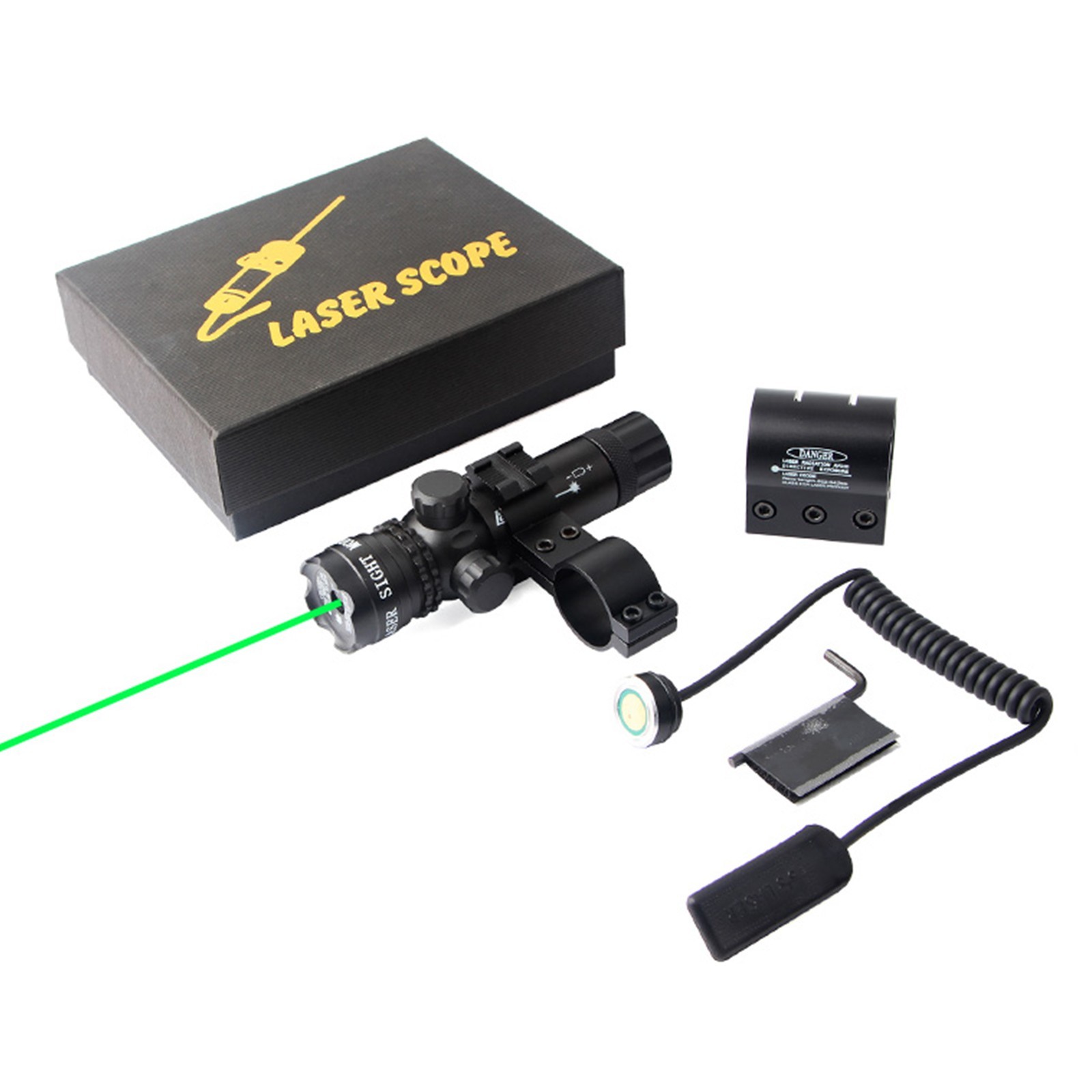 Tactical Hunting Green Laser Sight Rifle Gun Dot Scope with Rail & Barrel Mounts