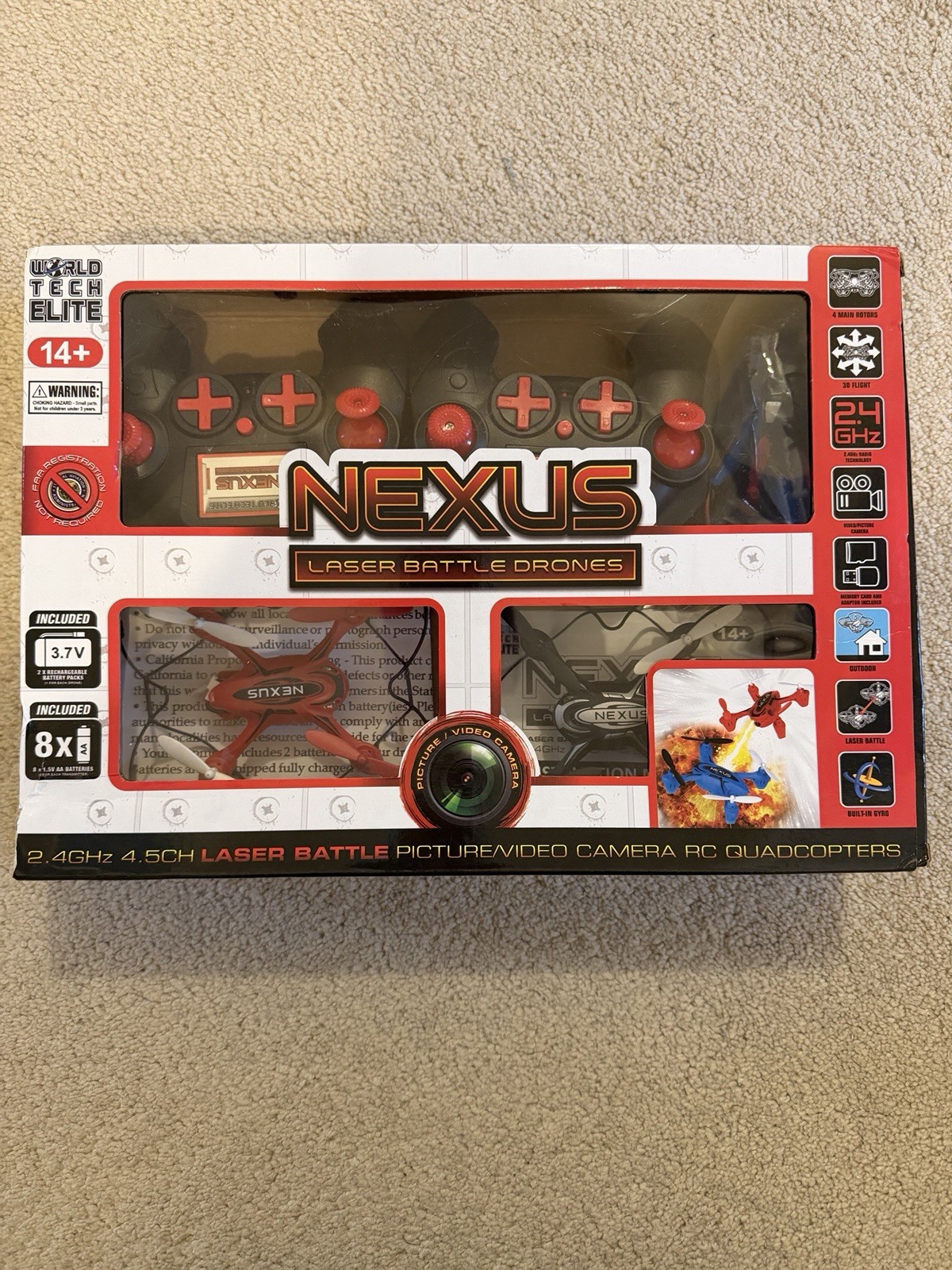Nexus Laser Battle Drones World Tech Elite Toys 2.4 GHz 4.5CH Vid Camera Copters