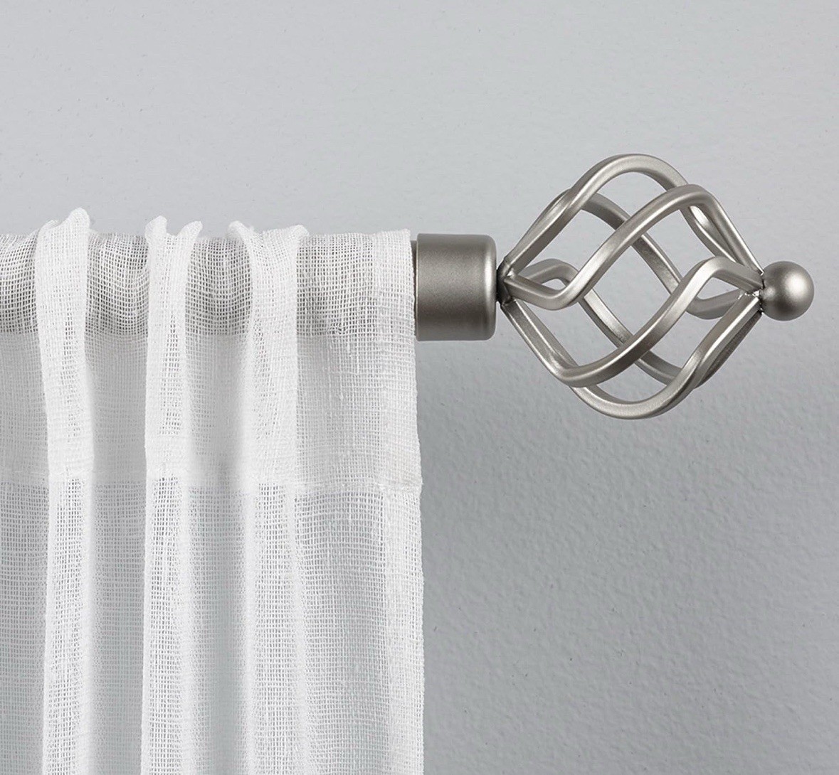Exclusive Home Torch 1" Curtain Rod Coordinating Finial Set Matte Silver 36”-72”