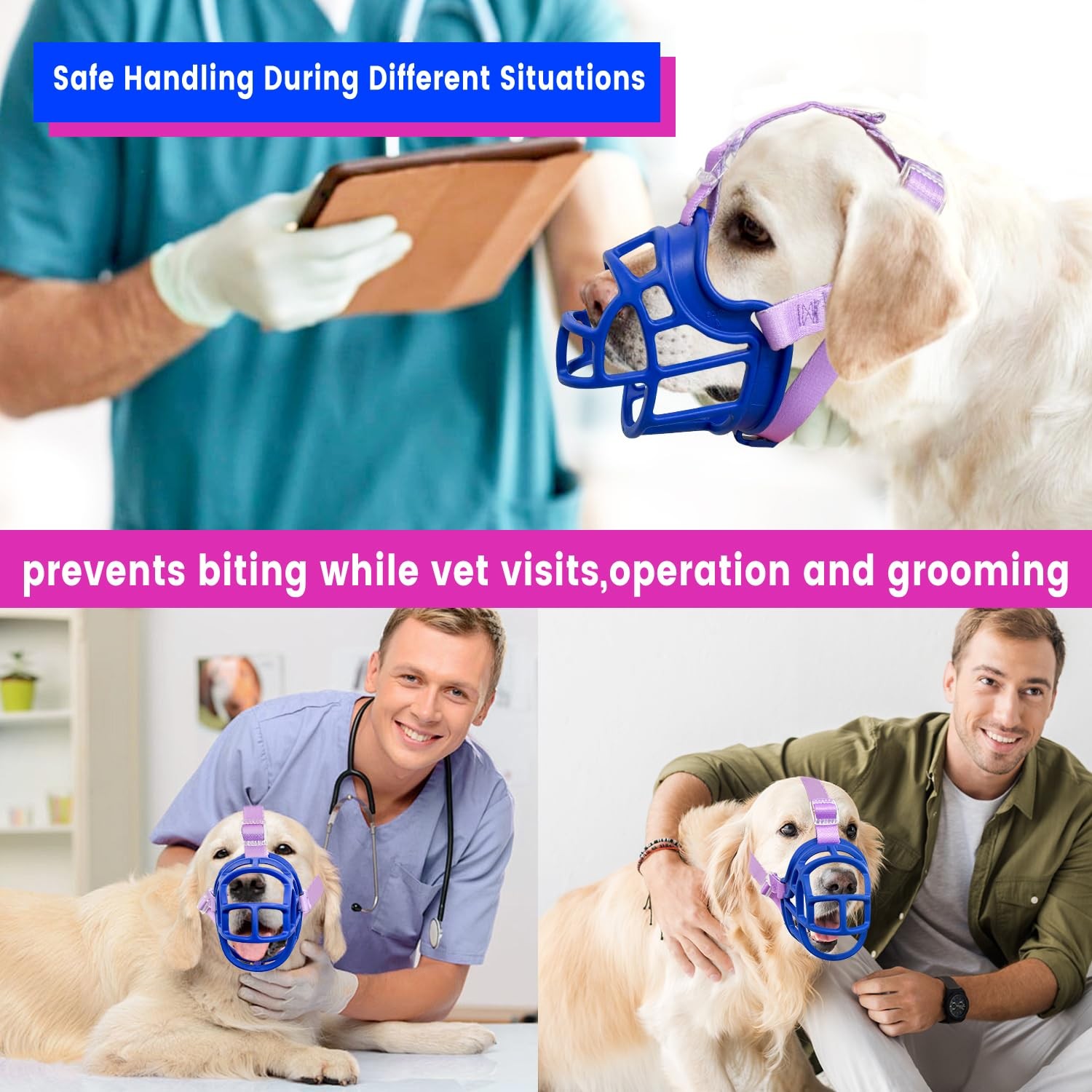 Dog Basket Muzzle for Anti Biting & Chewing, Lightweight Cage Design Allows P...