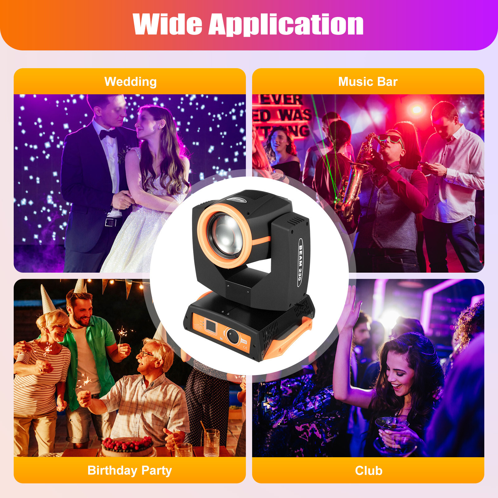 7R Sharpy 230W Moving Head Beam Stage Light Zoom 8 Prism 16CH DMX512 Gobos Lamp