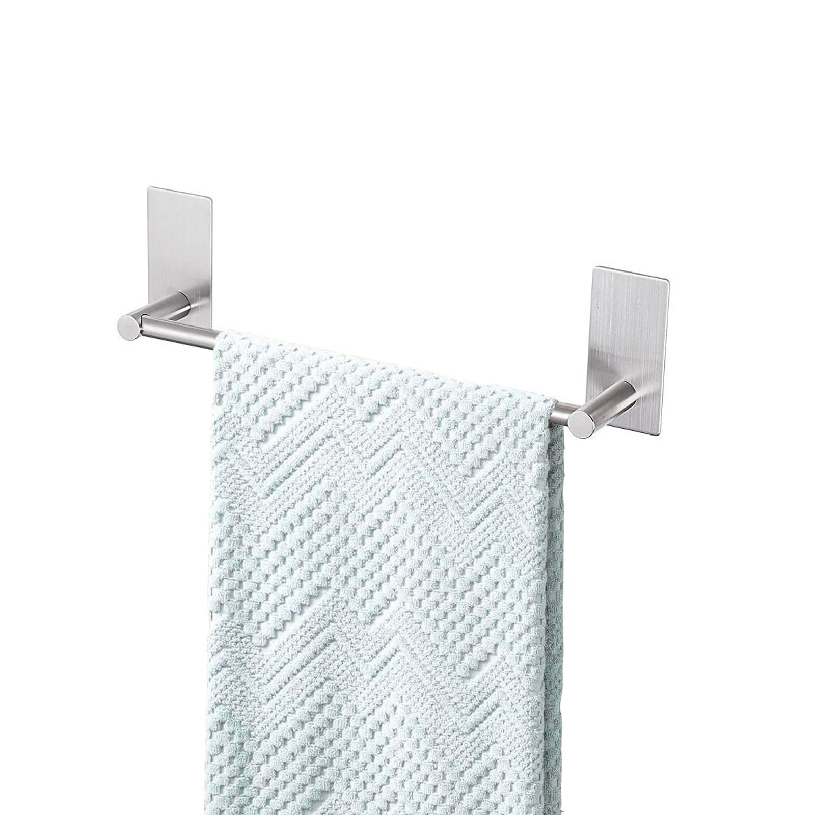 Adhesive Towel Bar 9-inch, Stick On Bath Rack, 9-Inch, Brush Nickle