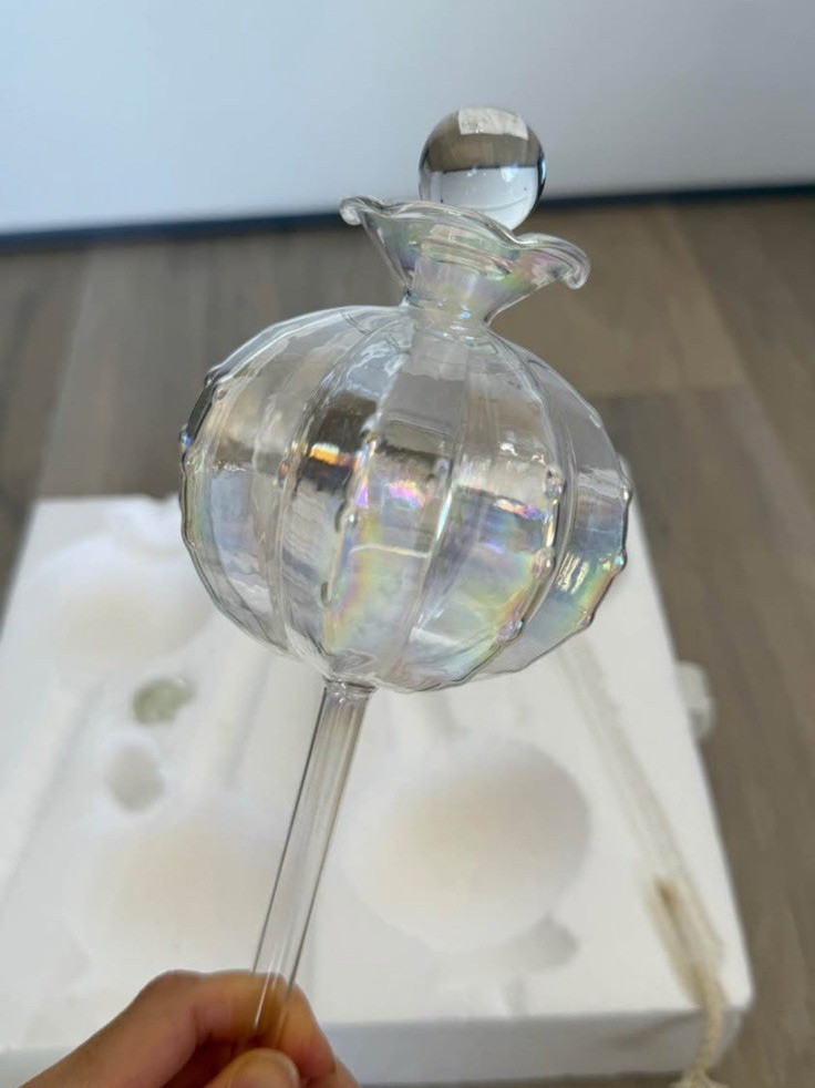 Two glass self-watering globes (new)  Iridescent Look