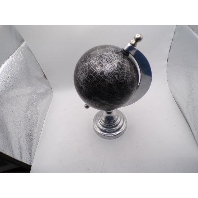 Decorative Desktop Globe World Map Stand Silver Base Vintage Style