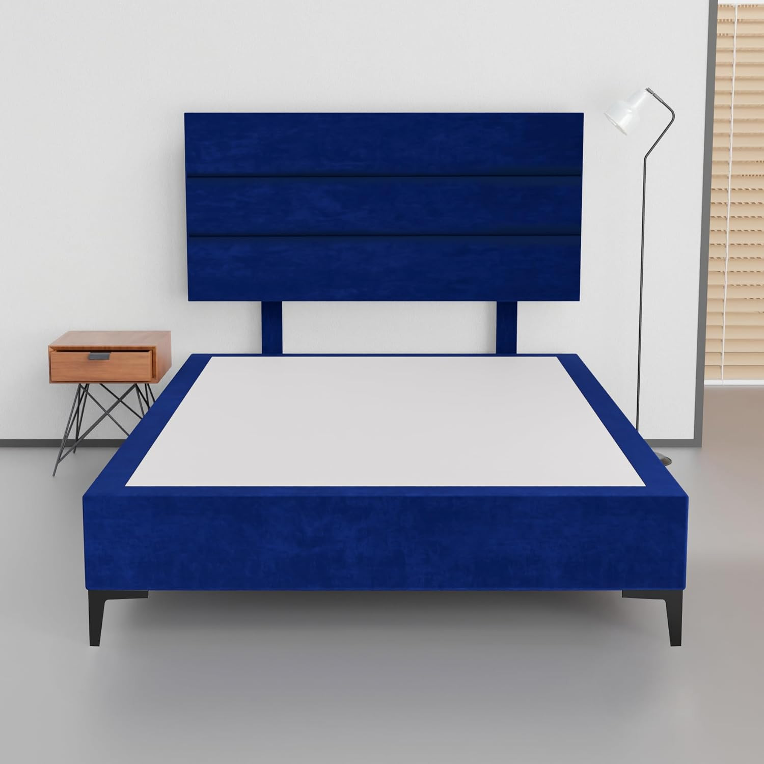 15” Velvet Queen Bed with Headboard & Metal Legs - Stylish & Durable