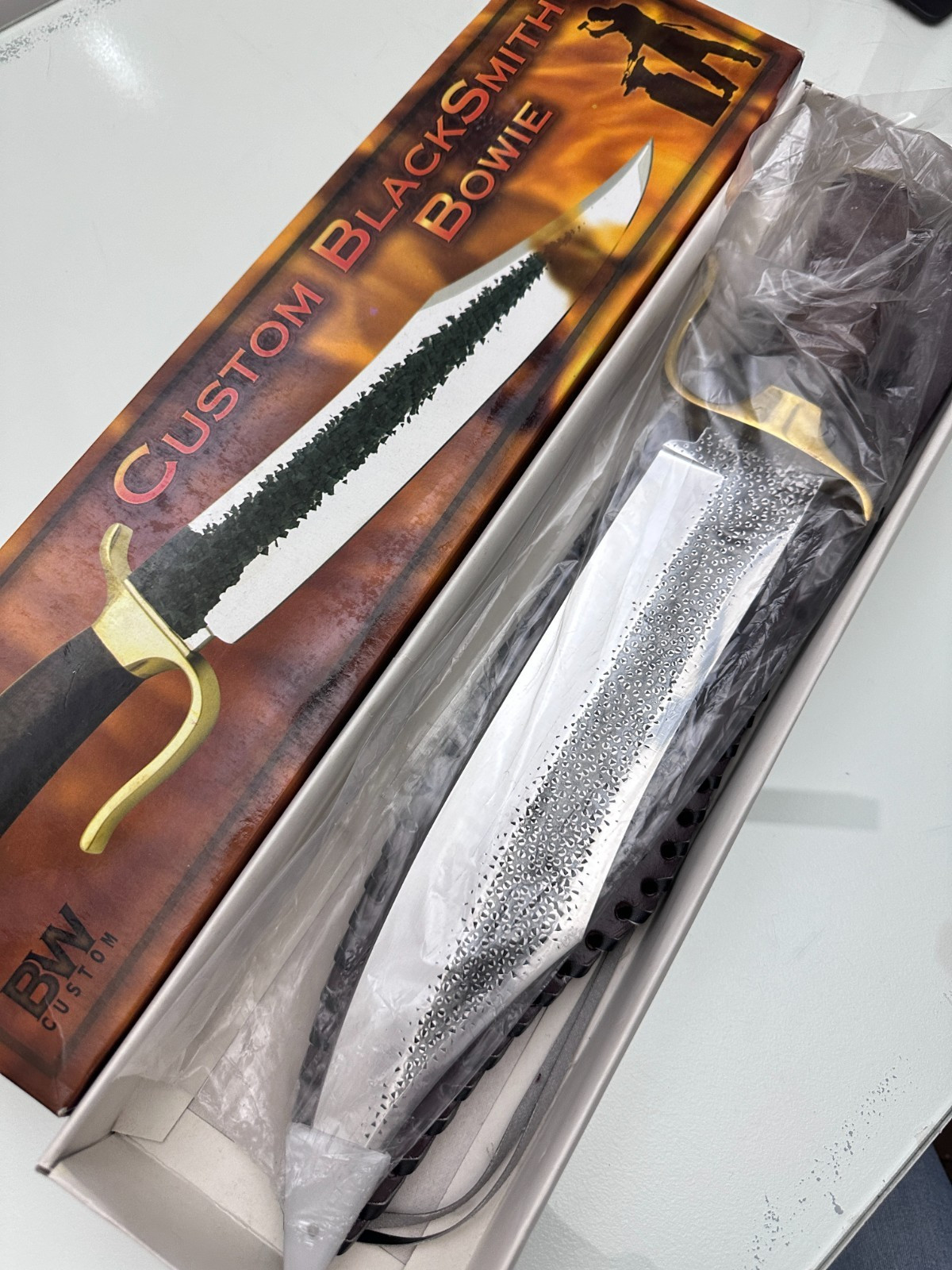 Brian Wilhoite Custom BlackSmith's Bowie 17" overall length w/sheath and box