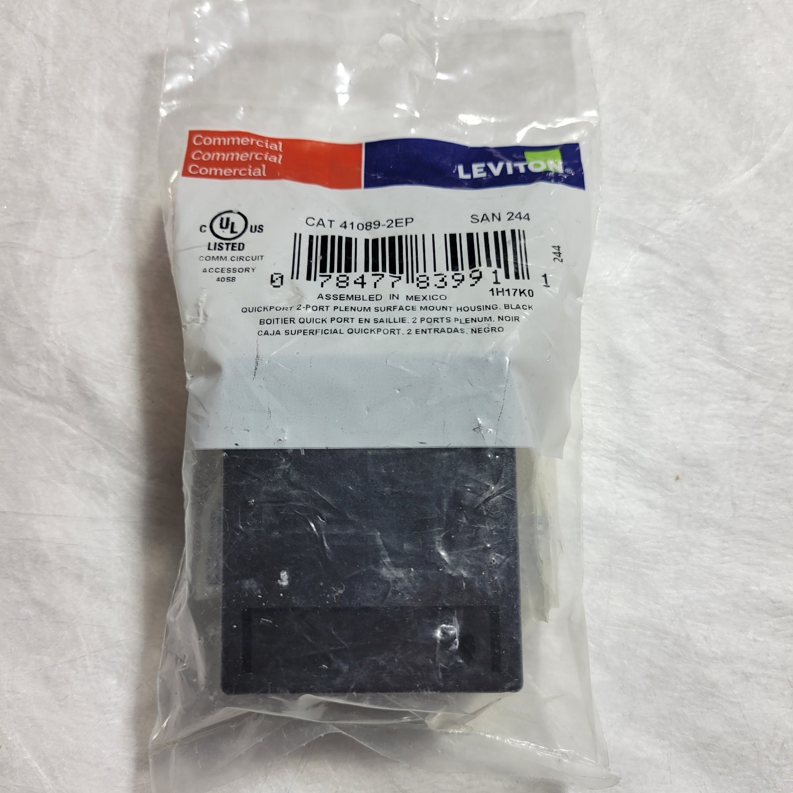 41089-2EP Leviton Surface-Mount QuickPort Box 2-Port Black