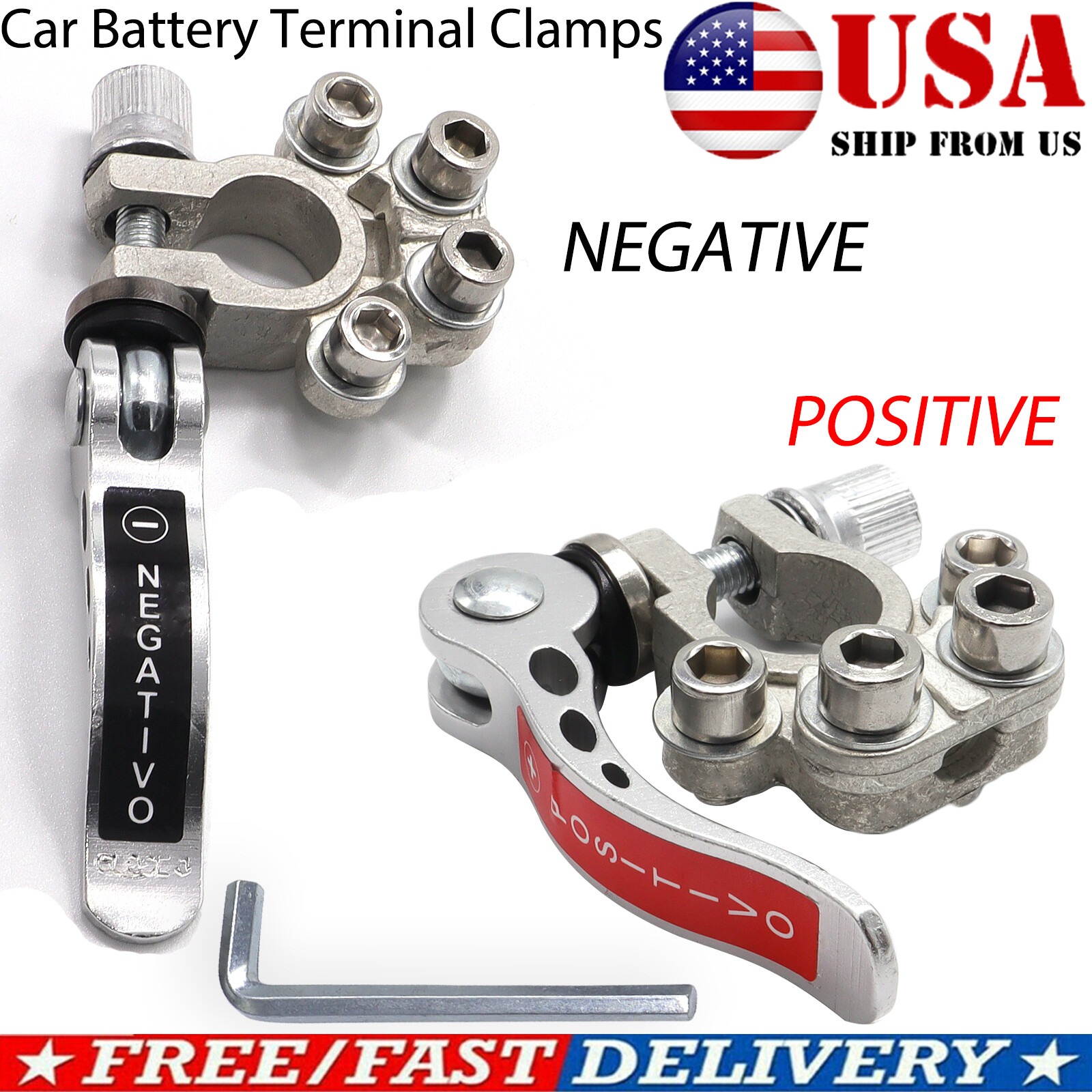 2 x Car Battery Terminal Wire Cable Clamp Quick Release Disconnect Brass Tinned
