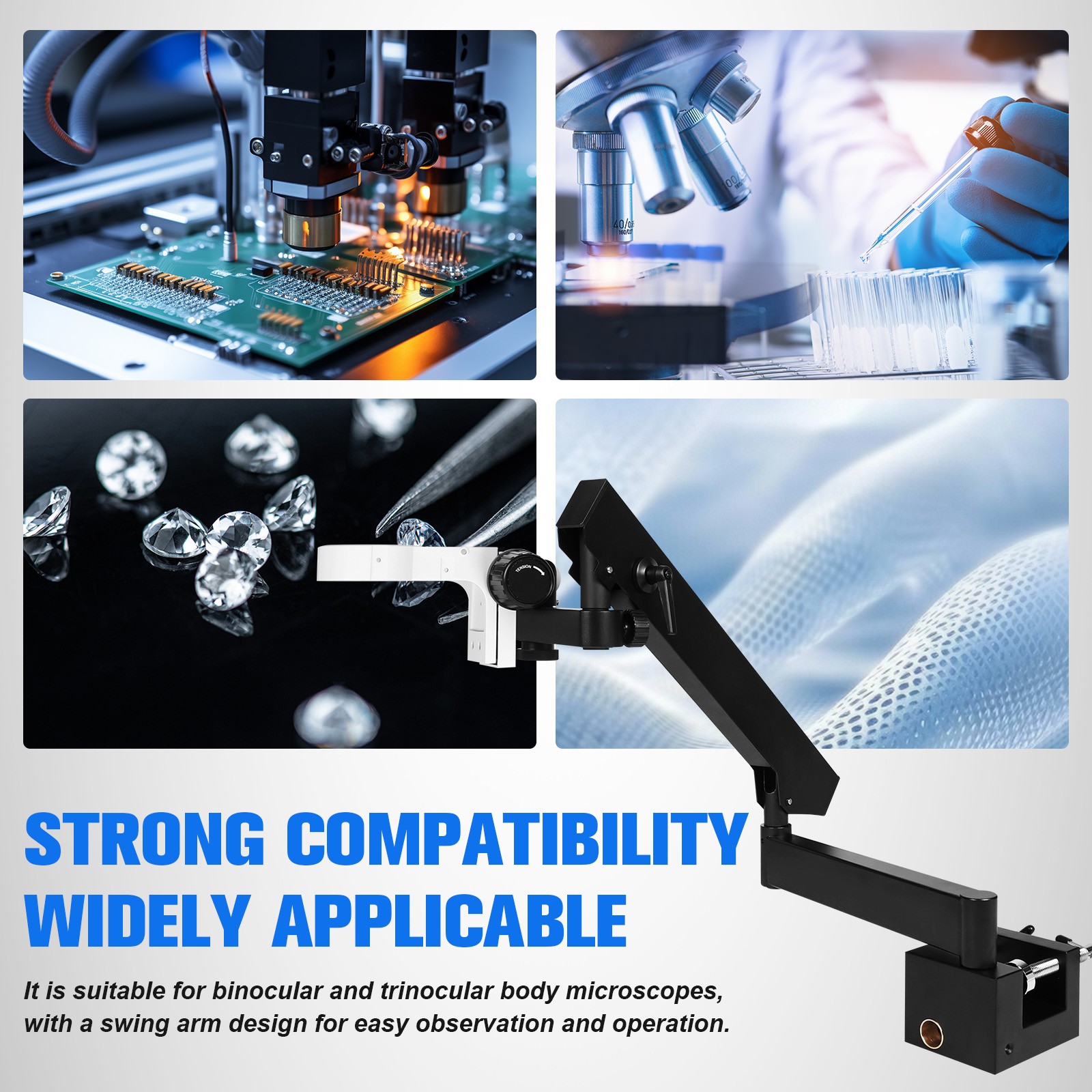 Articulating Holder Stand with Table Clip Swing Arm Stand for Digital Microscope