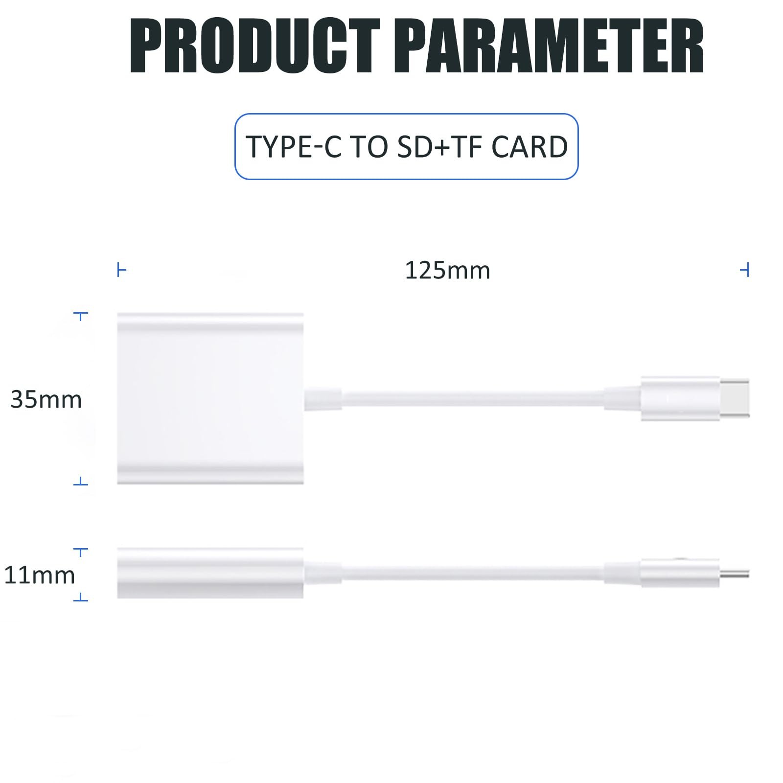 USB C SD Card Reader, Type C USB-C Dual Slot White