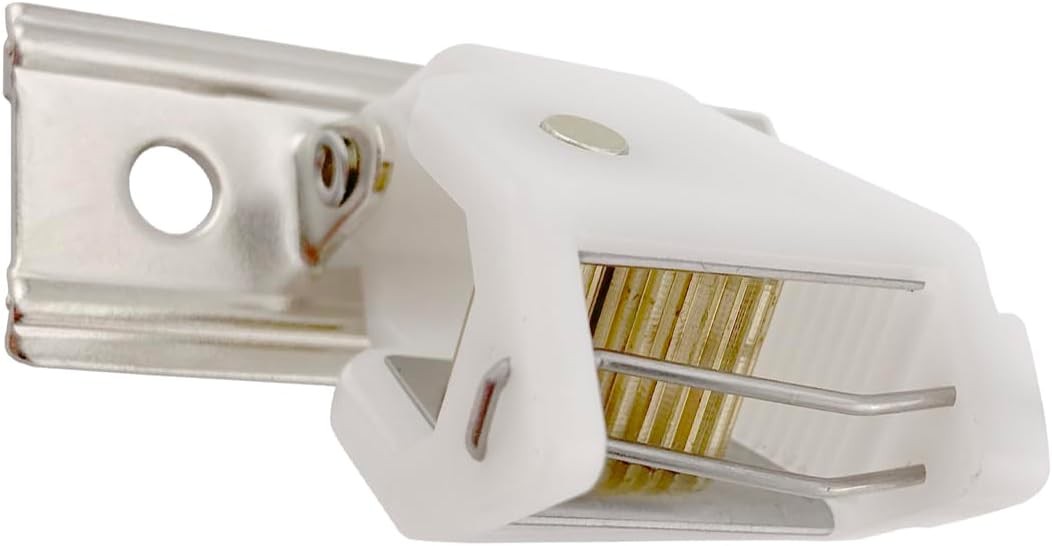 White Roman Shade Cord Lock with Brass Wheels - Holds up to 3 Lift Cords,