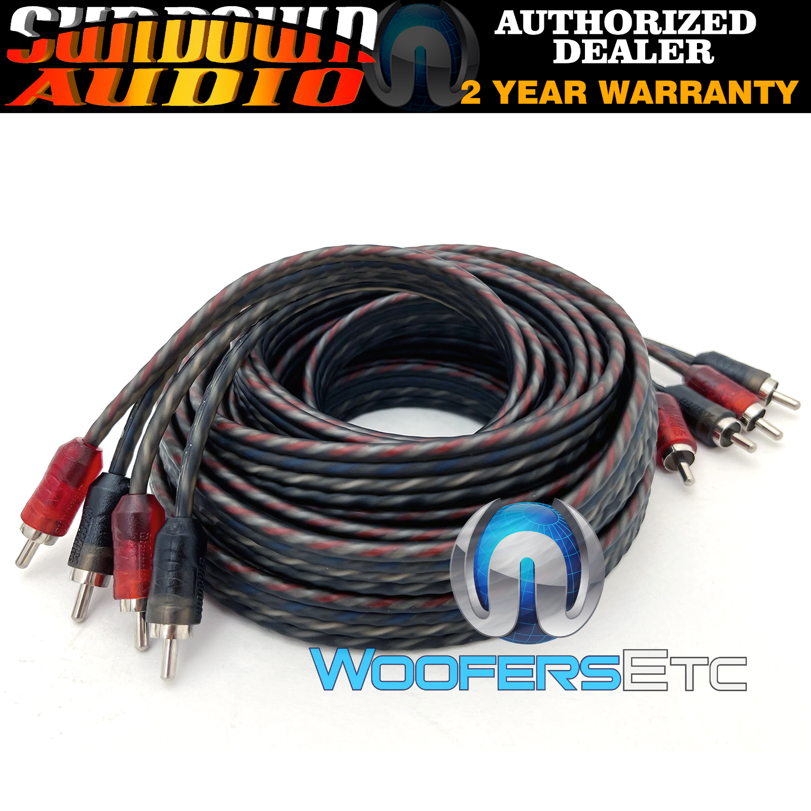 SUNDOWN AUDIO SB4-25 4-CHANNEL 25FT TWISTED RCA JACK CAR AMPLIFIER WIRE NEW