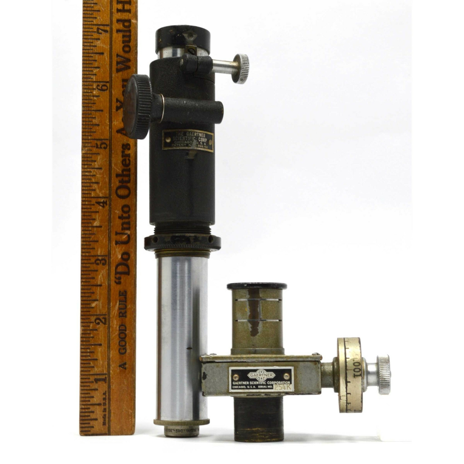 Vintage GAERTNER SCIENTIFIC MICROSCOPE PARTS #254K, 2-Pieces, No Base MONOCULAR