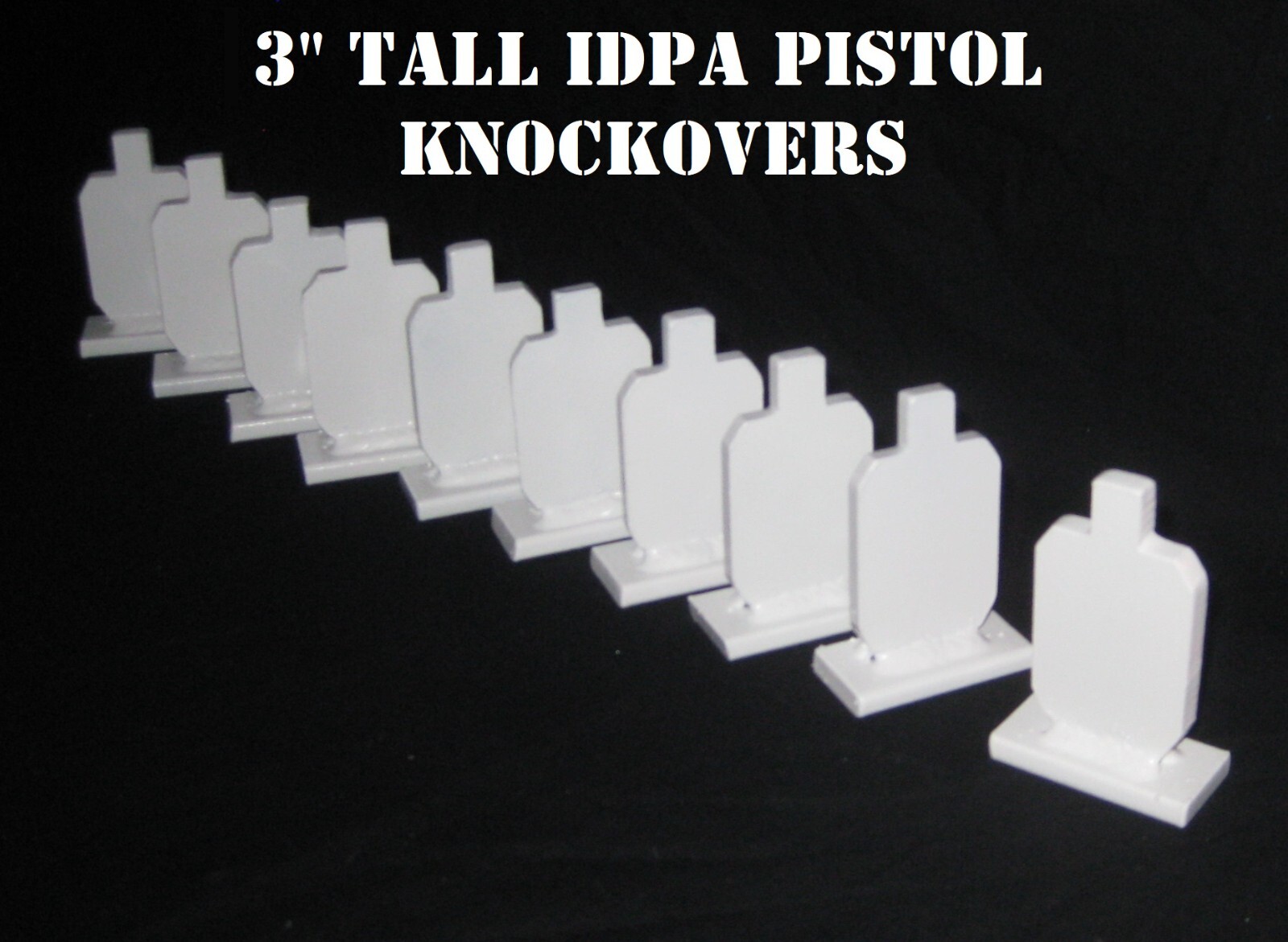 3in Tall IDPA 3/8" Mild Steel Shooting Targets - Pistol/22LR 10pc Knockover Set