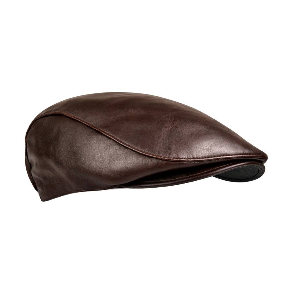 Real Leather Flat Cap – Classic Newsboy Driving Hat for Men and Women