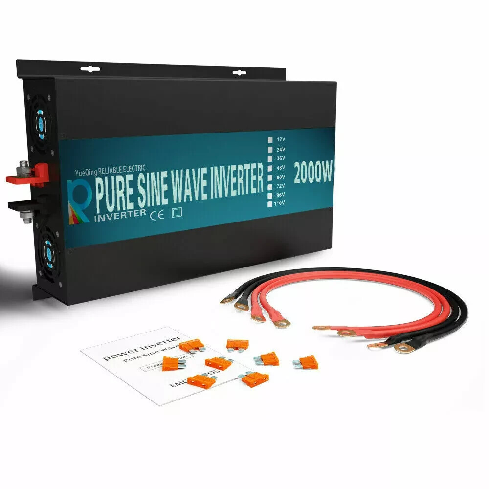 Pure Sine Wave Inverter 2000W 24V DC to 120V AC Truck Car solar Off Grid Power