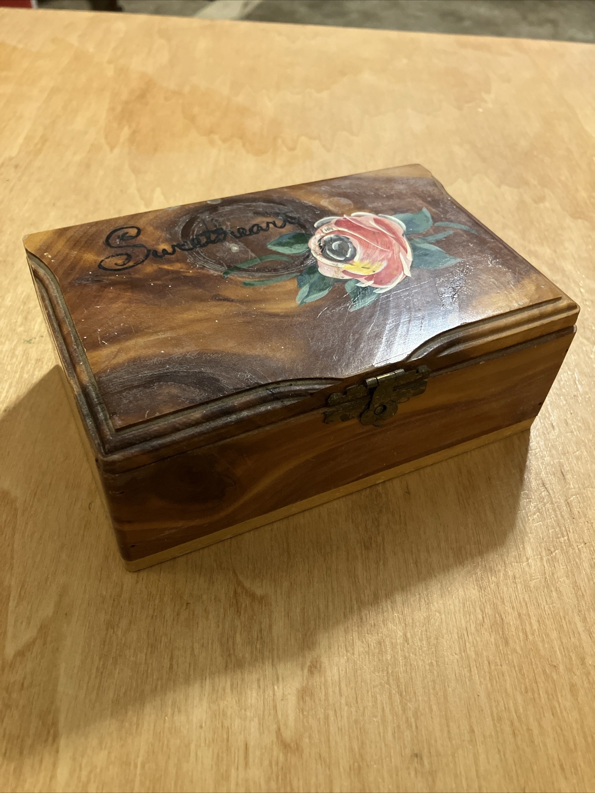 Wooden Trinket Box—Floral—Sweetheart-6 X 4 Inches
