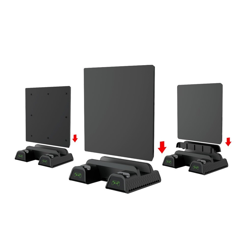 PS4/Slim/Pro Dual Controller Charger with Vertical Cooling Stand, Game Storage