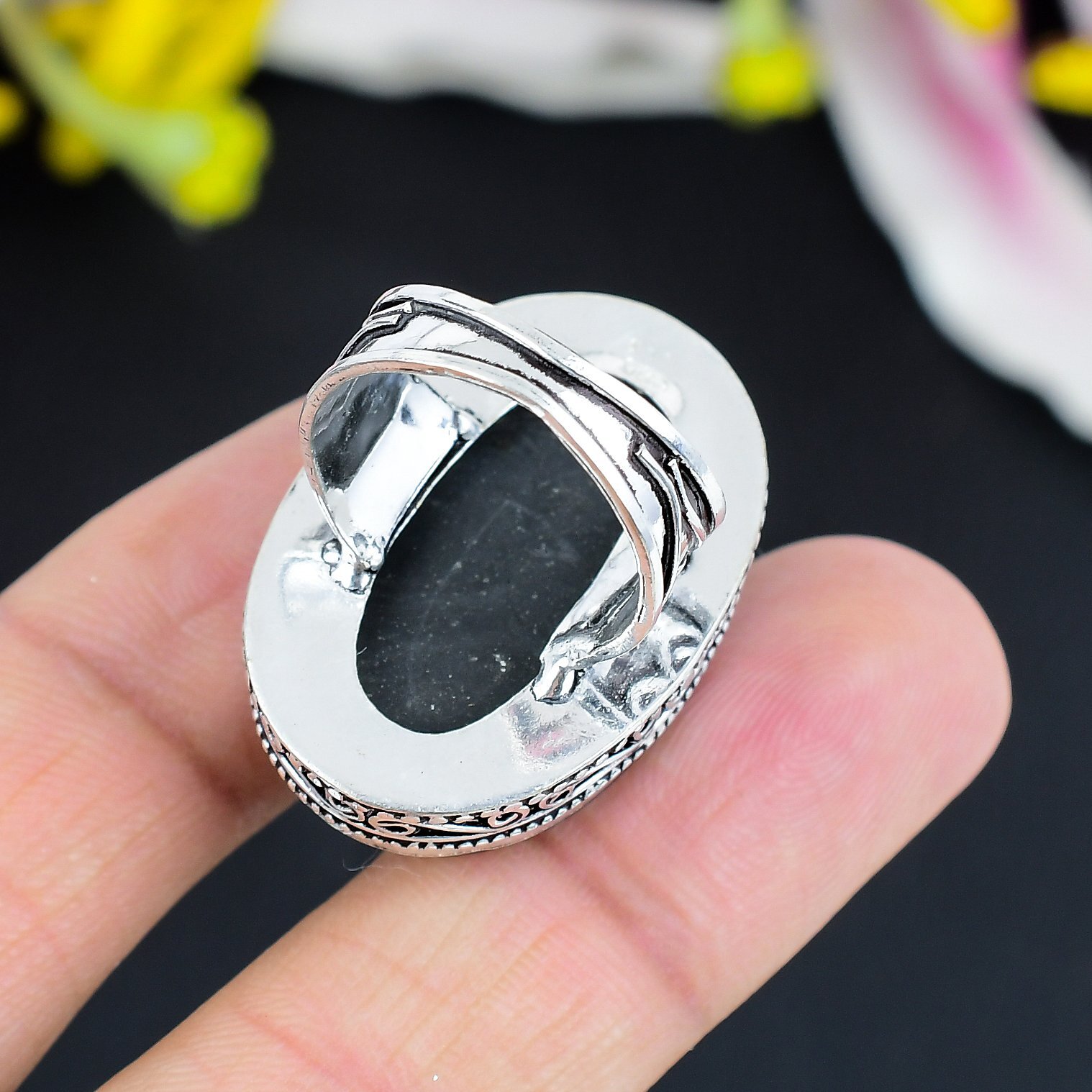 Natural Mother Of Pearl Gemstone Handmade Jewelry 925 Sterling Silver Ring