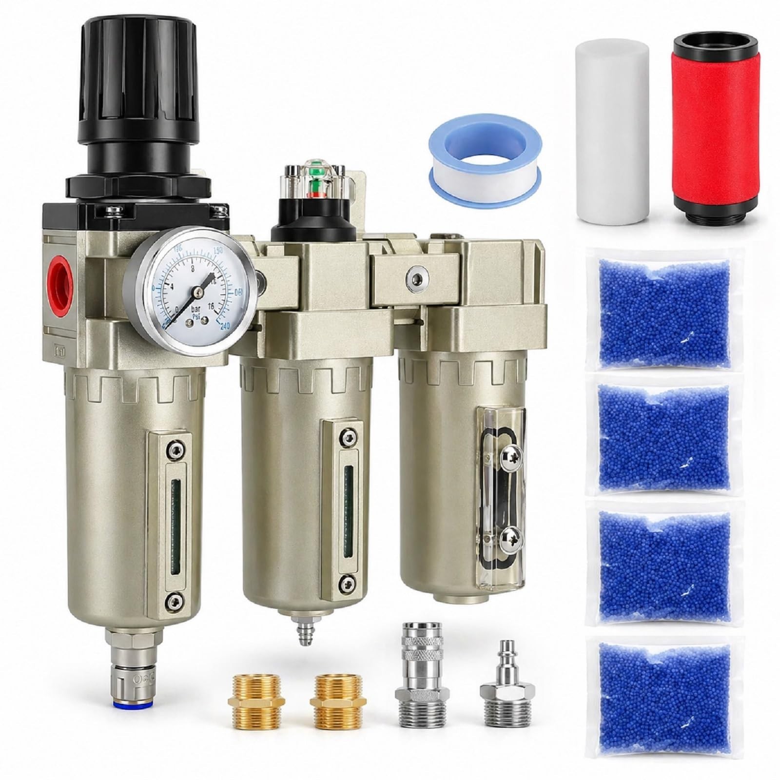 3/4" NPT Industrial Air Dryer for Compressor, 3 Stage Air Compressor Water Se...
