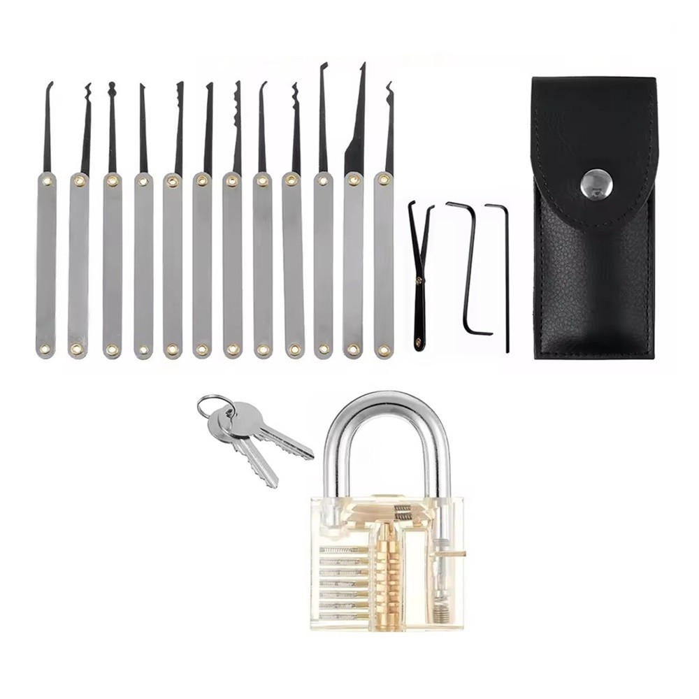 15Pcs Stainless Steel Key Training Tool Kit Key Remover Practicing Tool Set