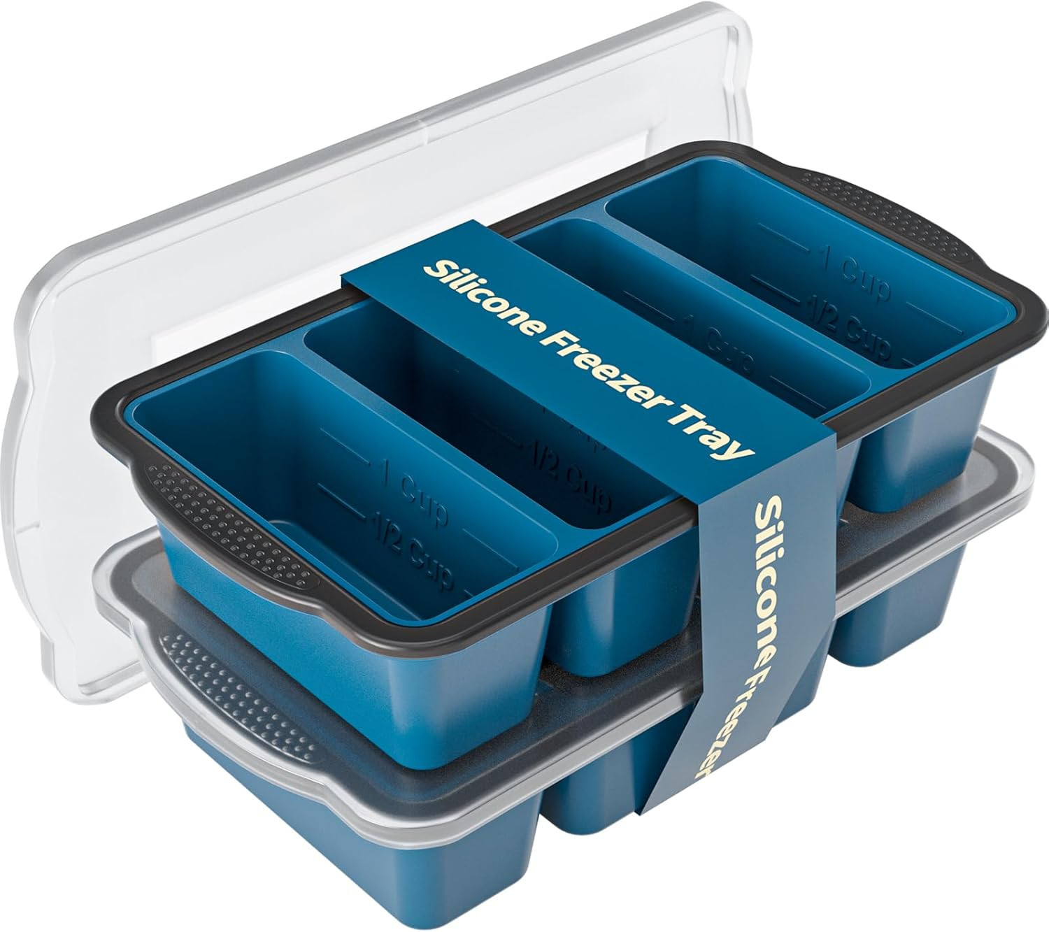Silicone Freezer Tray With Lid, 8 Large 1 Cup Soup Freezer Molds, Soup Freezer C