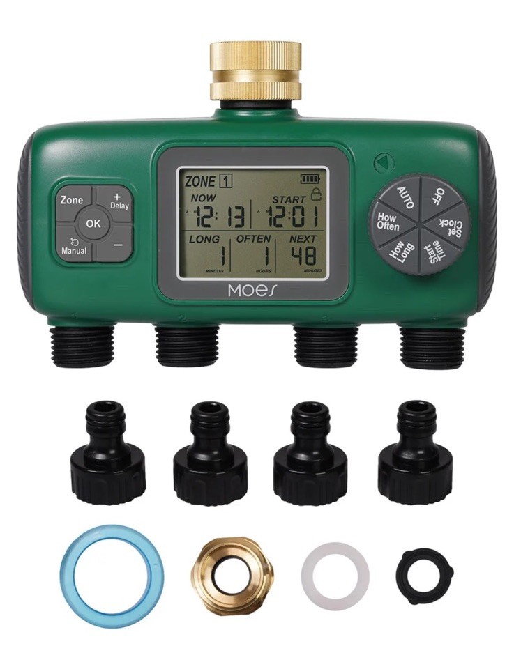 MOES 4 Outlet Sprinkler Timer Brass Inlet Programmable Irrigation Controller New