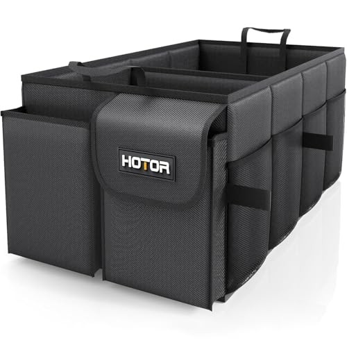HOTOR Trunk Organizer - Car Organizer, Foldable Medium (2 Compartments) Black