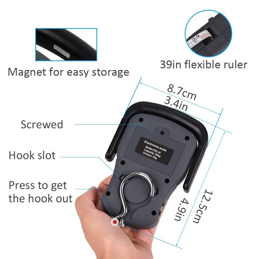 Digital Fish Scale, Electronic Hanging Fish Weight Scale with Large Handle & ...