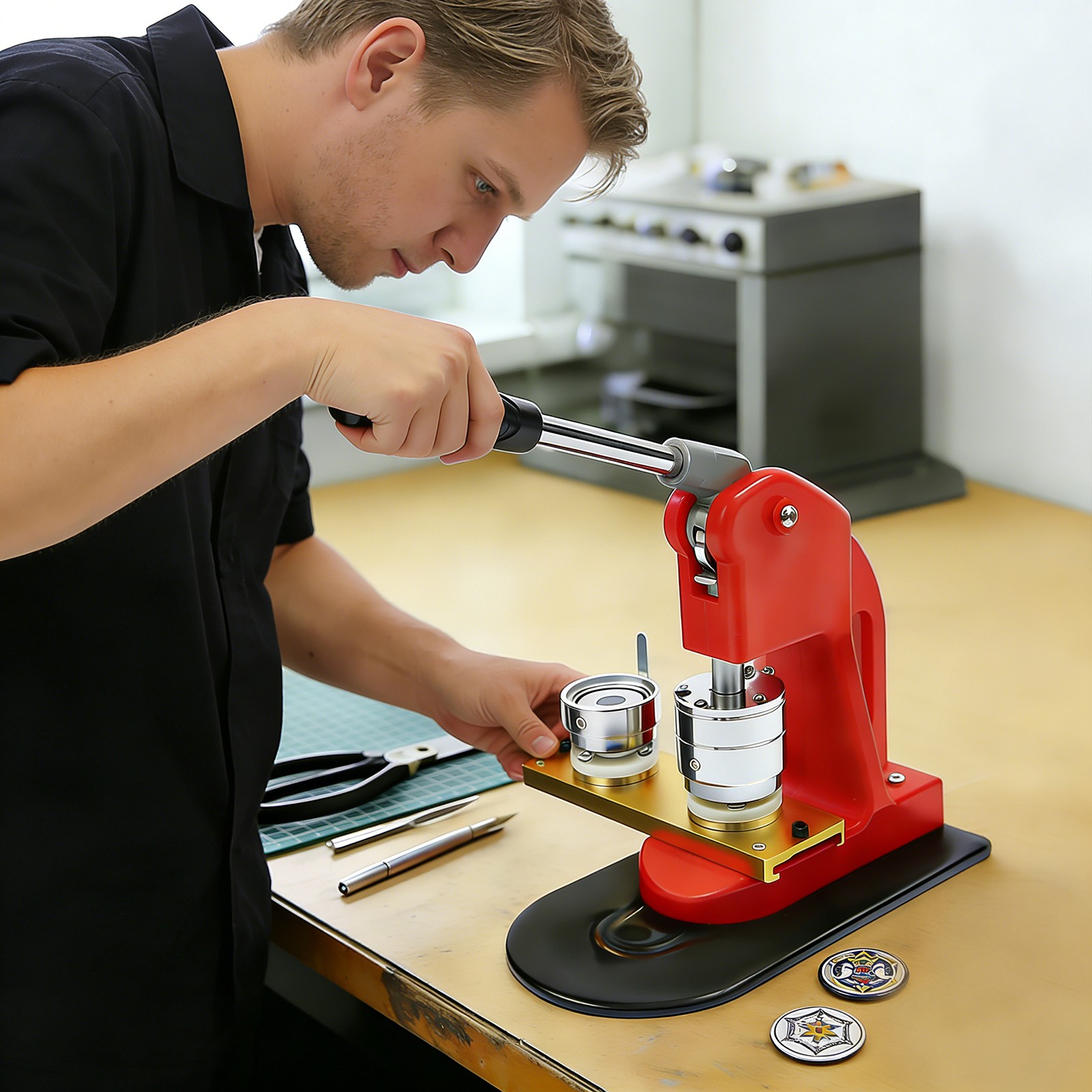 Round Pin Maker Kit, Round Pin Maker with 100 Set Badge Materials