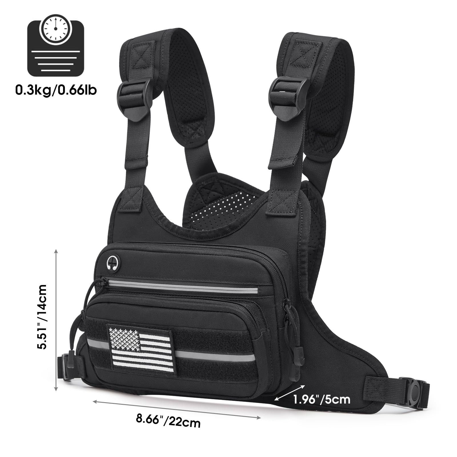 G4Free Tactical Chest Pack, Quick Access Molle Rig Bag Small, Black