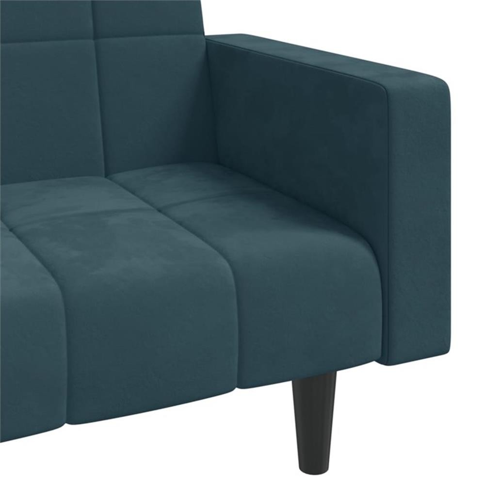 Bowery Hill Contemporary 2-Seater Sofa Bed in Blue Polyester Velvet