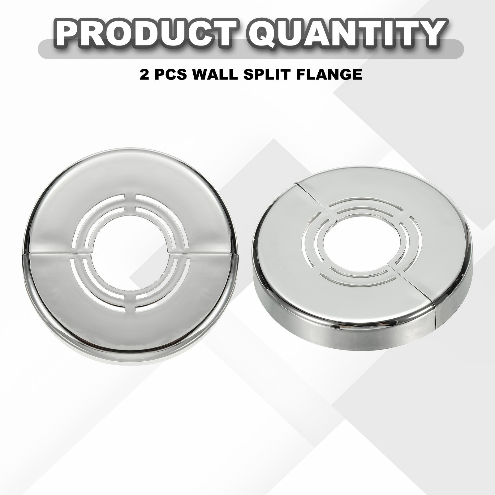 2pcs Wall Split Flange 0.39" Plastic Round Split Flange Pipe Cover, Silver