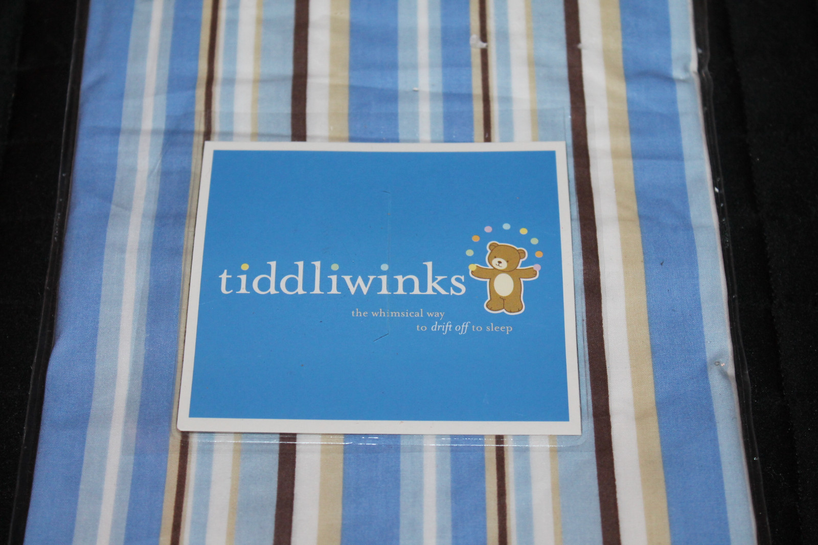 Tiddliwinks Pillowcase boys bedding blue brown stripe cotton new in pkg #72552