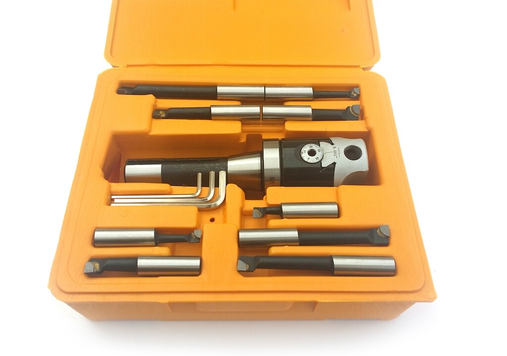 T005 2" Boring Head Set w/ R8 Shank, 9 Pc. Boring Bar Set
