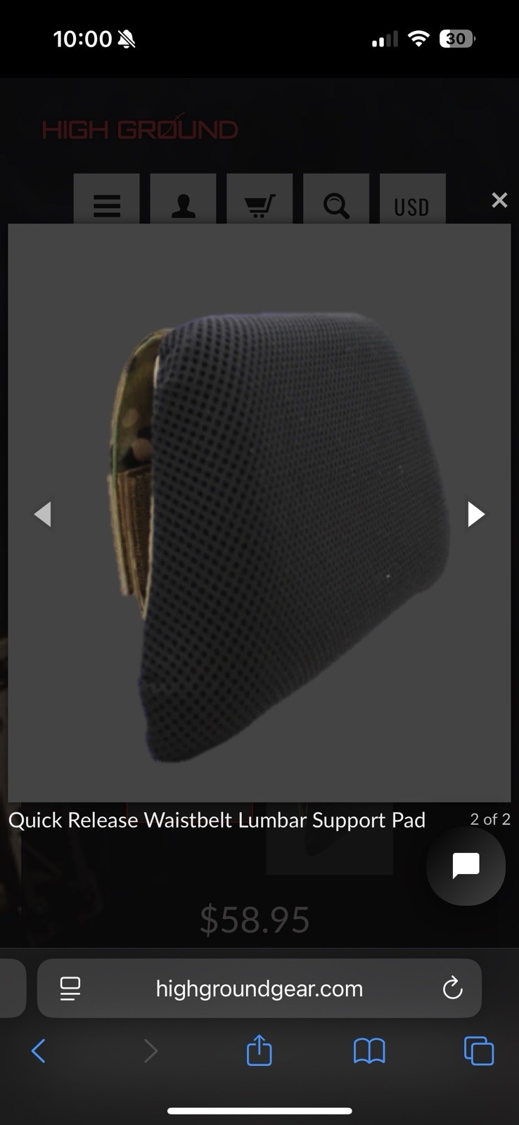 High Ground Gear QUICK RELEASE WAISTBELT LUMBAR SUPPORT PAD