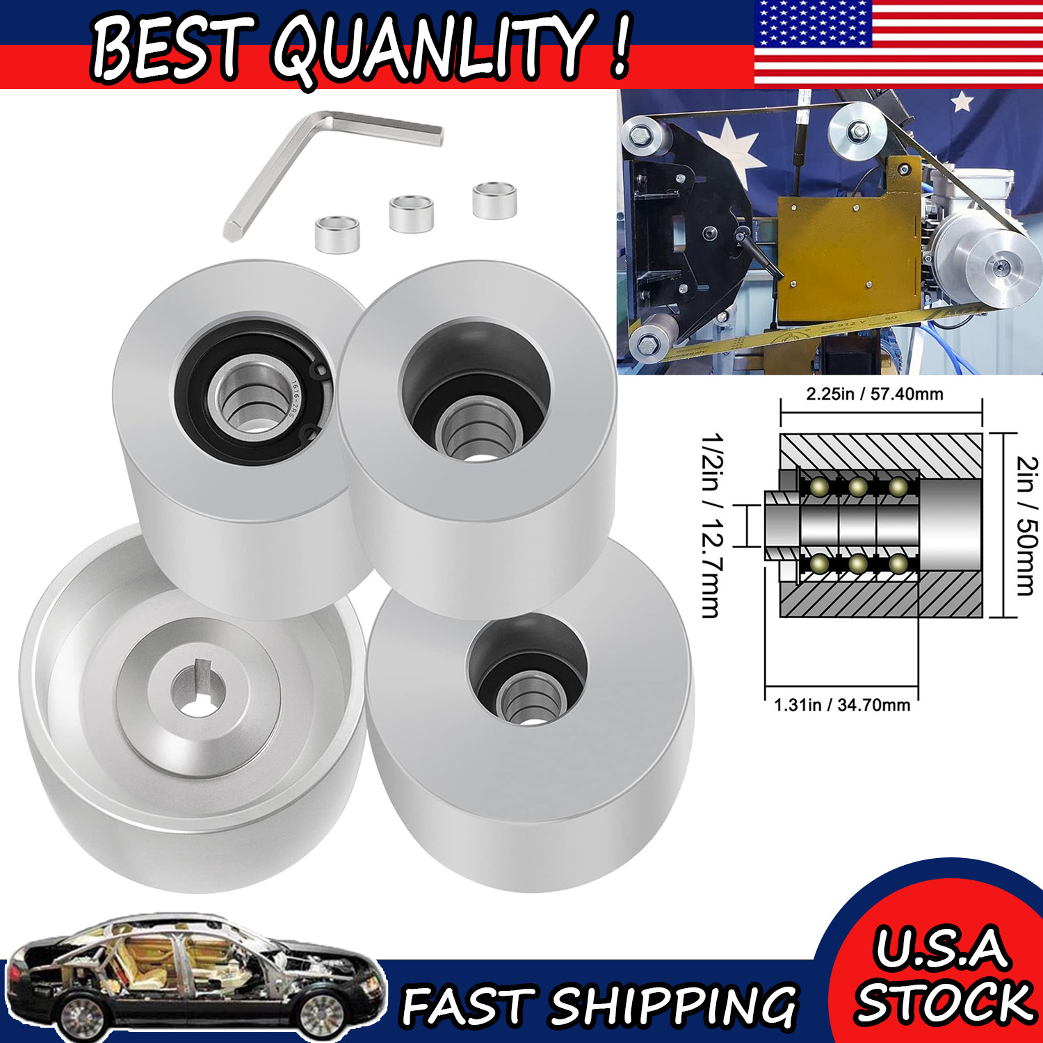 Belt Grinder 2x72 Wheel Set For Knife Grinder with Drive Idler,Tracking Wheel
