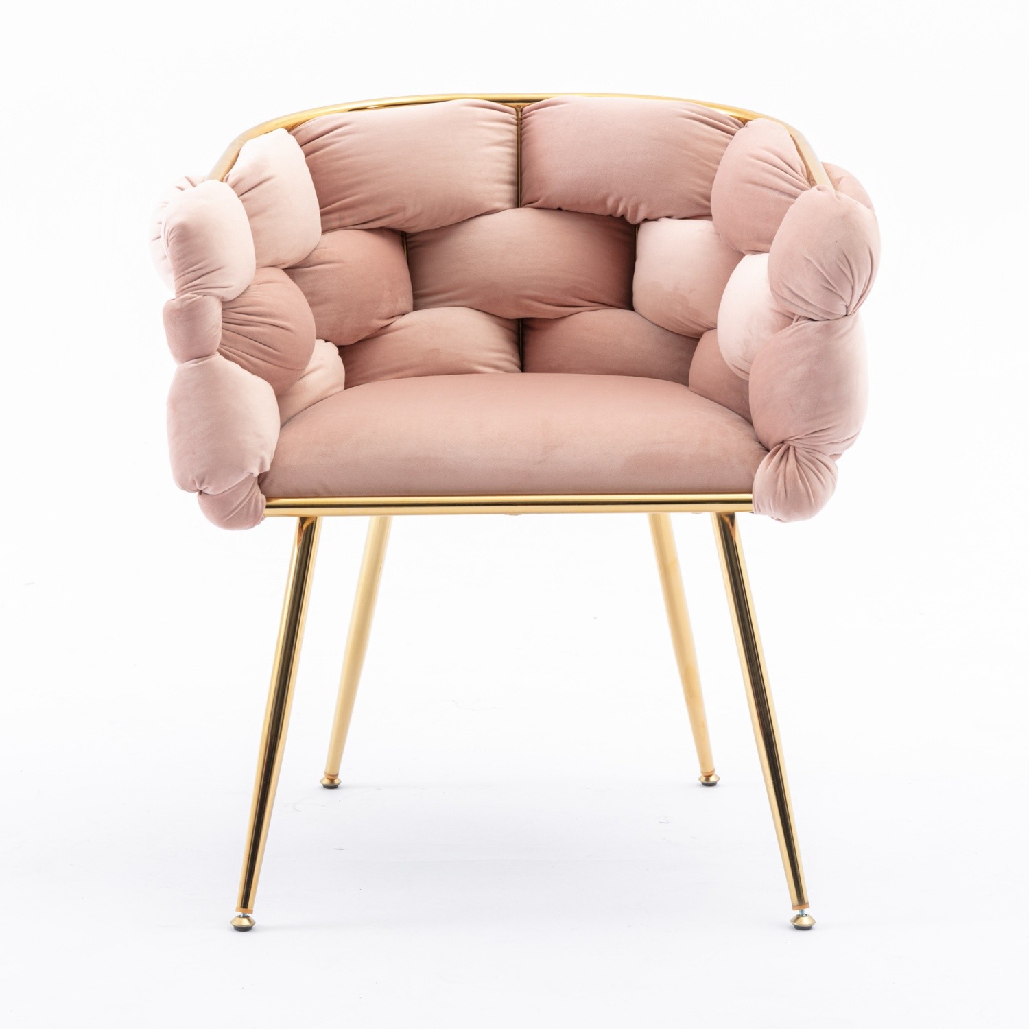 Set of 2 Velvet Accent Chairs Modern Lounge Chairs with Metal Frame for Bedroom