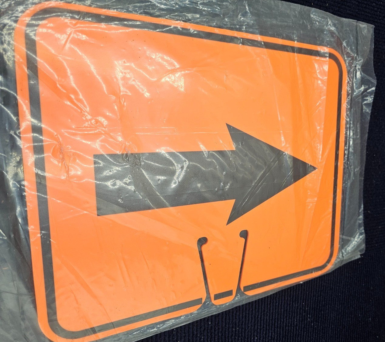 (QTY 7) Cortina 03-550-AR Cone Sign Arrow Right Orange/Black Single-Sided 13x10