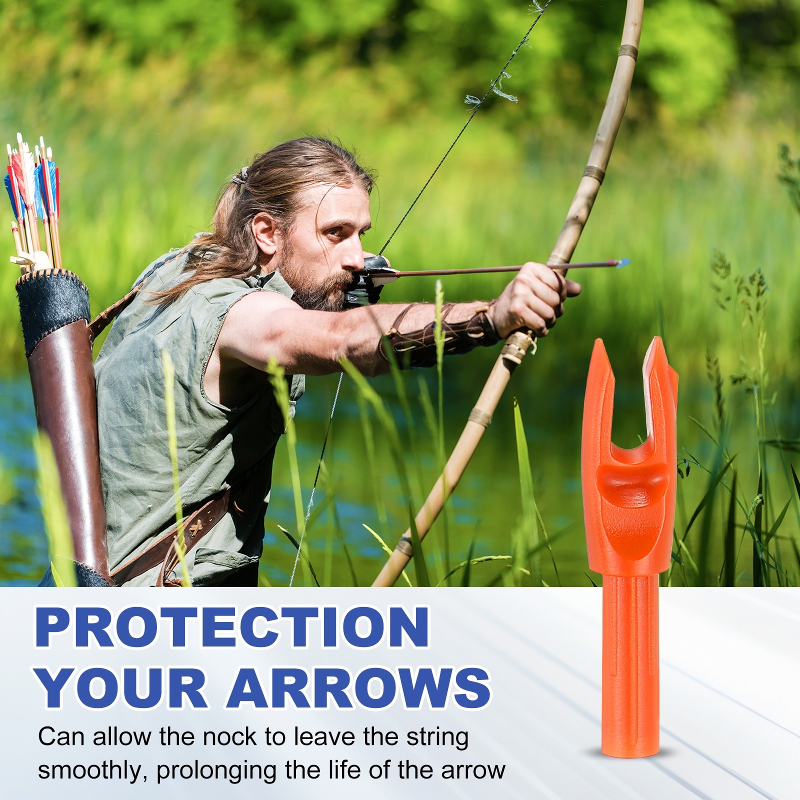 30 Pack Archery Arrows Nocks 4.2mm Plastic Insert Arrow Nock Orange