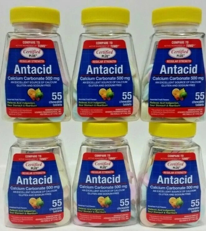 6x- Certified Plus Chewable Antacid w/ Calcium, Assorted Fruit Flavors SEALED