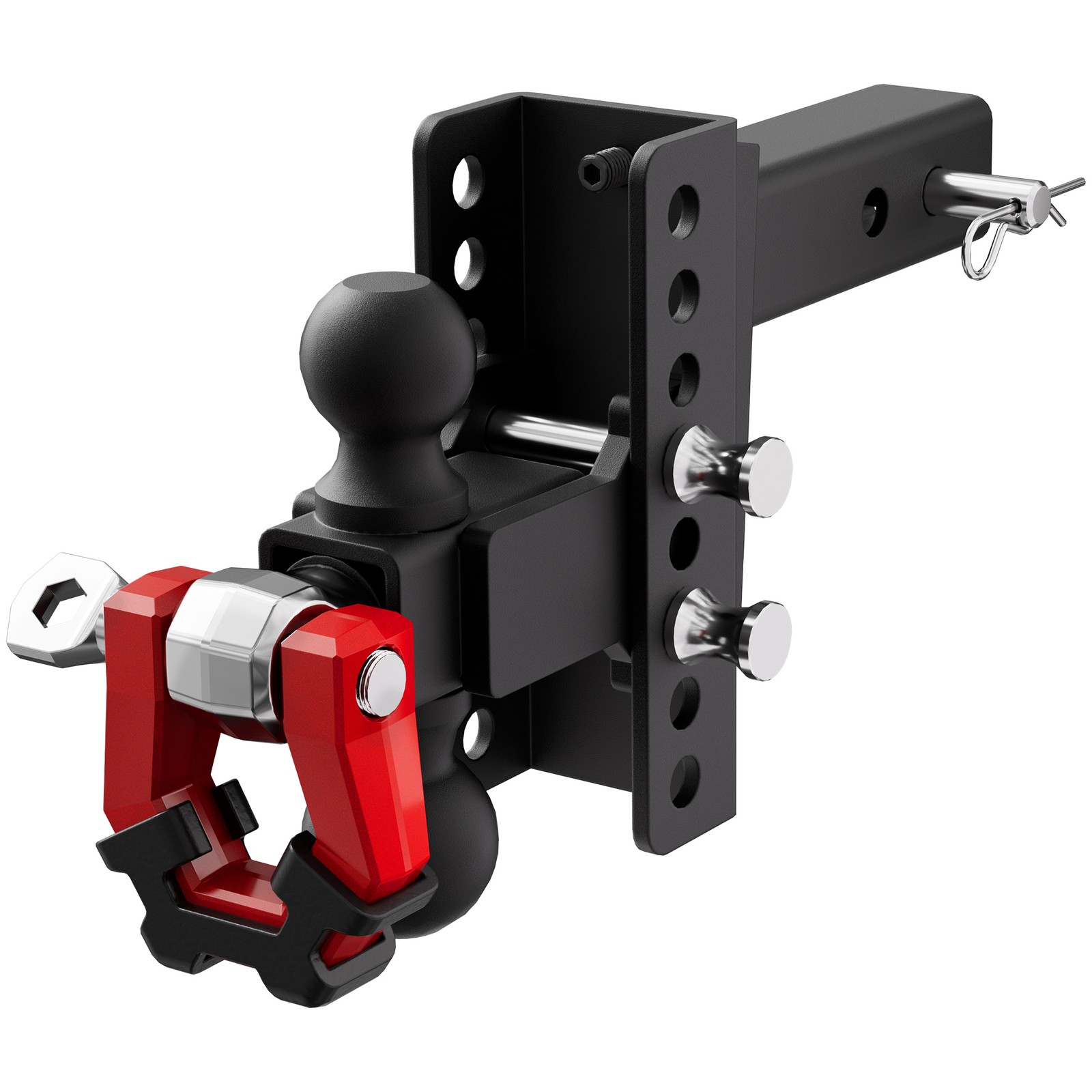 Adjustable Trailer Hitch Fits 2 Inch Receiver 6 Inch Drop with Swivel Shackle