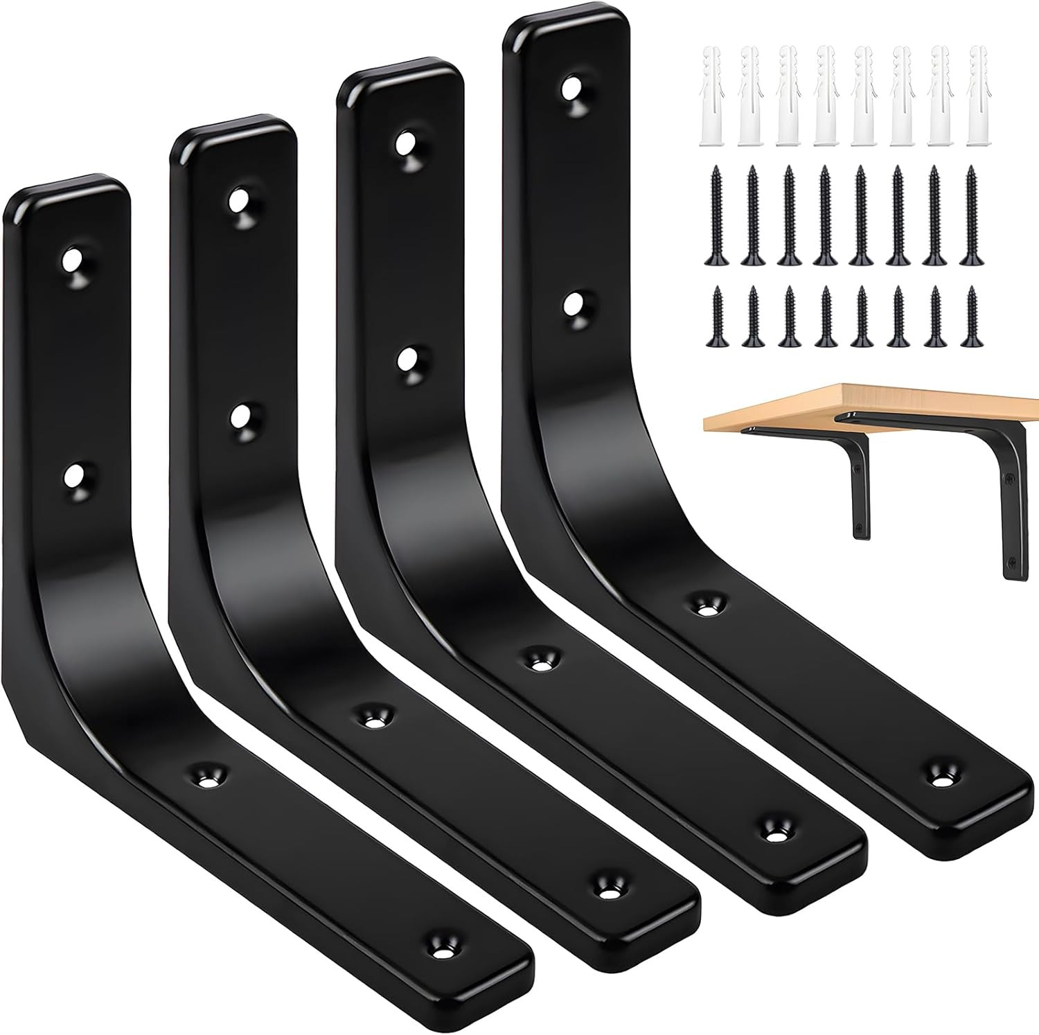 Metal Shelf Brackets, 4 x 4 Inch Heavy Duty L Hanging Angle Brackets, Iron Wall