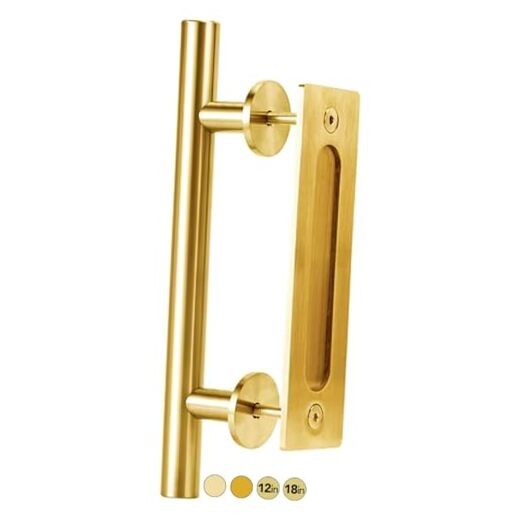 12-Inch Barn Door Handle Kit Closet Door Handle Solid 12" - 1Pack Gold