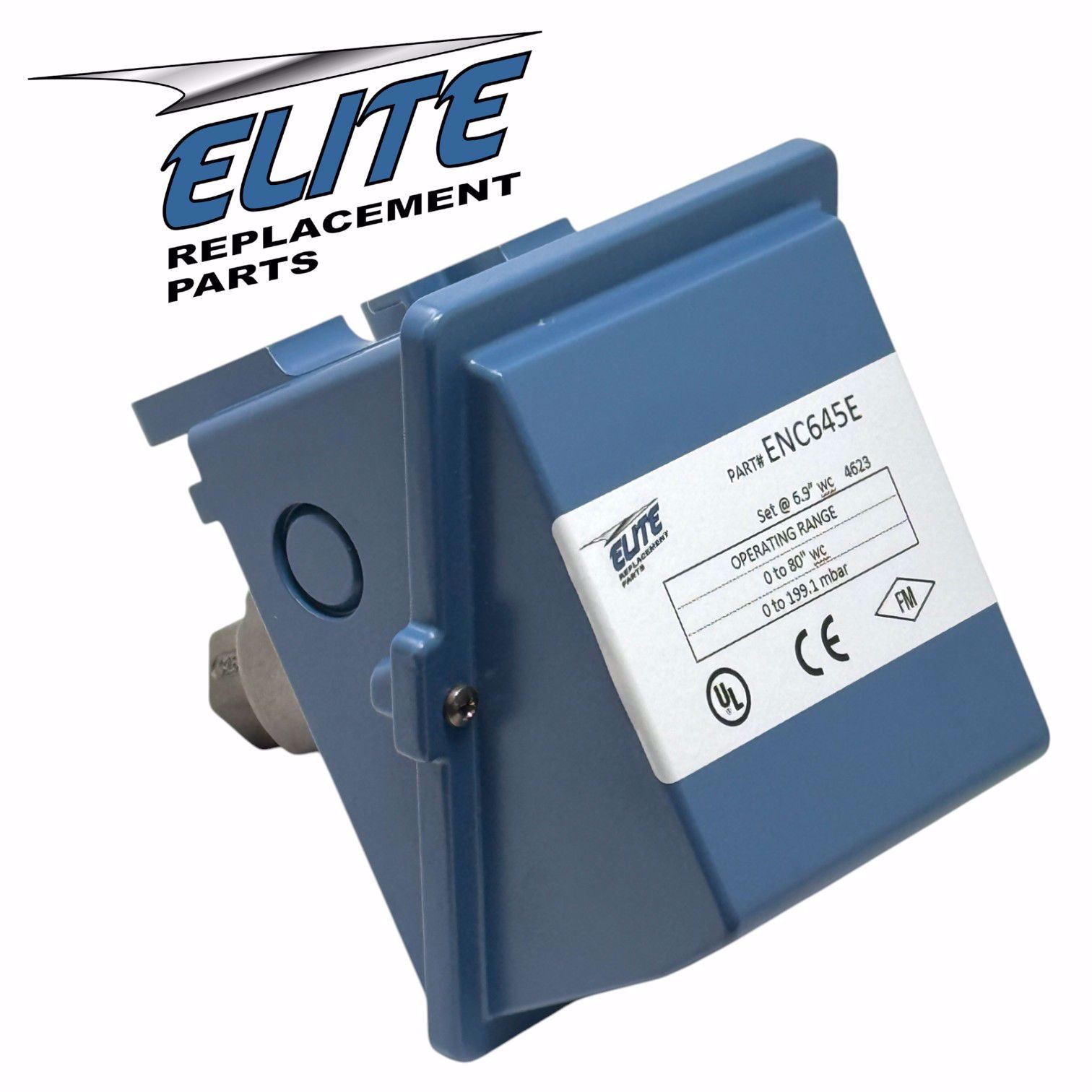 Elite ENC645E 1/4 Inch NPT Pressure Switch 0-80 WC Can replace P239-11M C645E